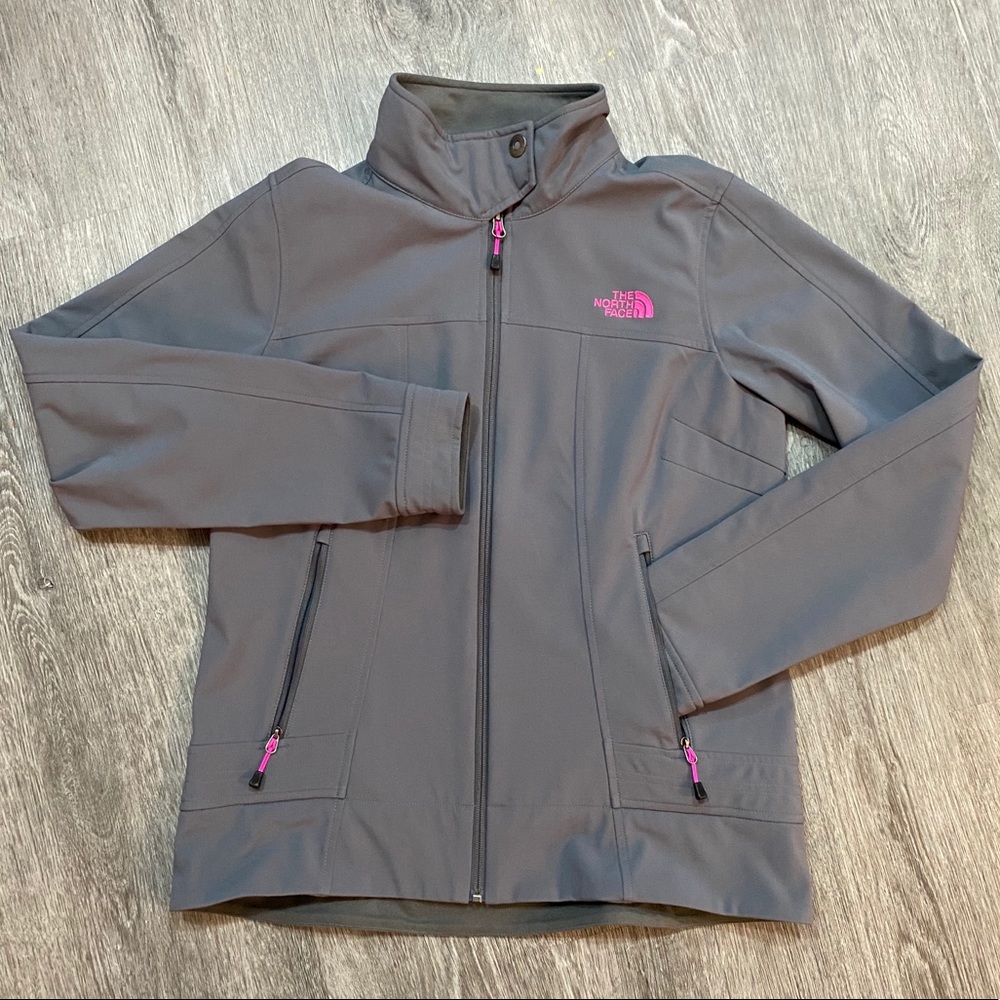 The North Face grey hot pink outdoor jacket coat